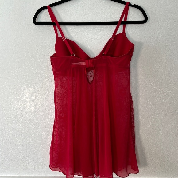 Vintage retro Y2K Fredericks of Hollywood red lace mini slip teddy L - Picture 8 of 8